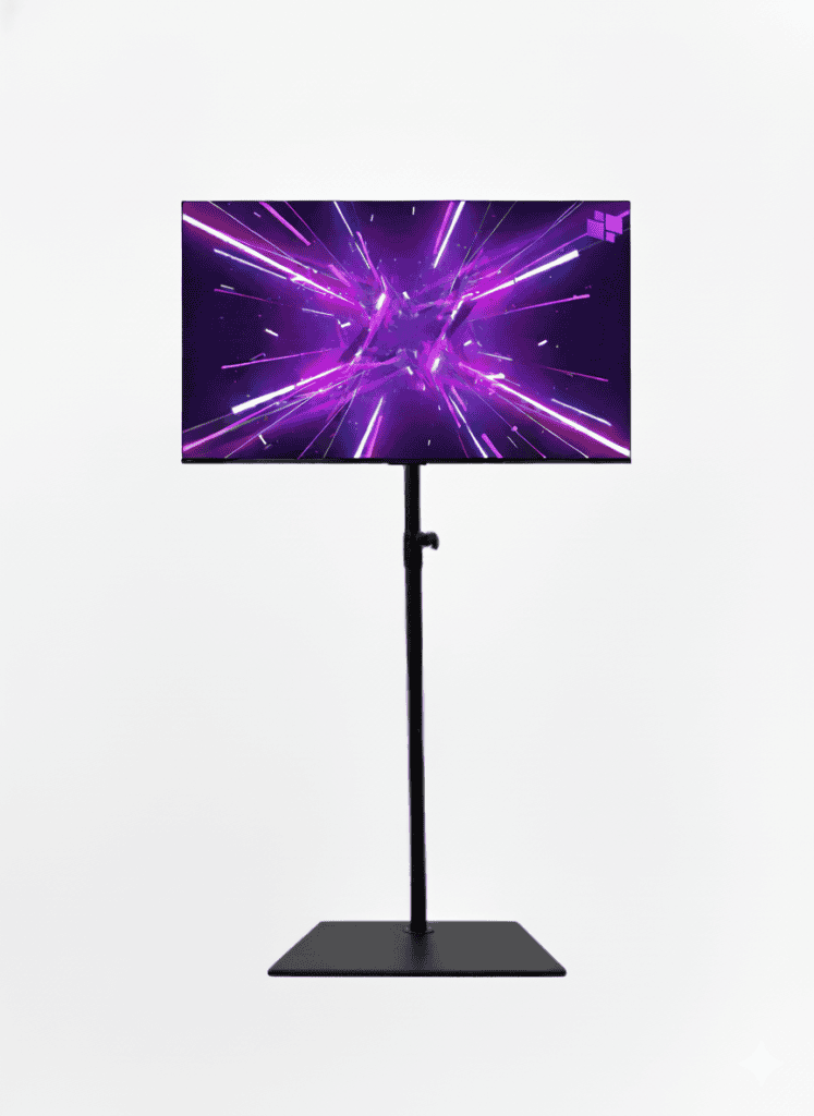 32-inch tv rental mounted on a stand